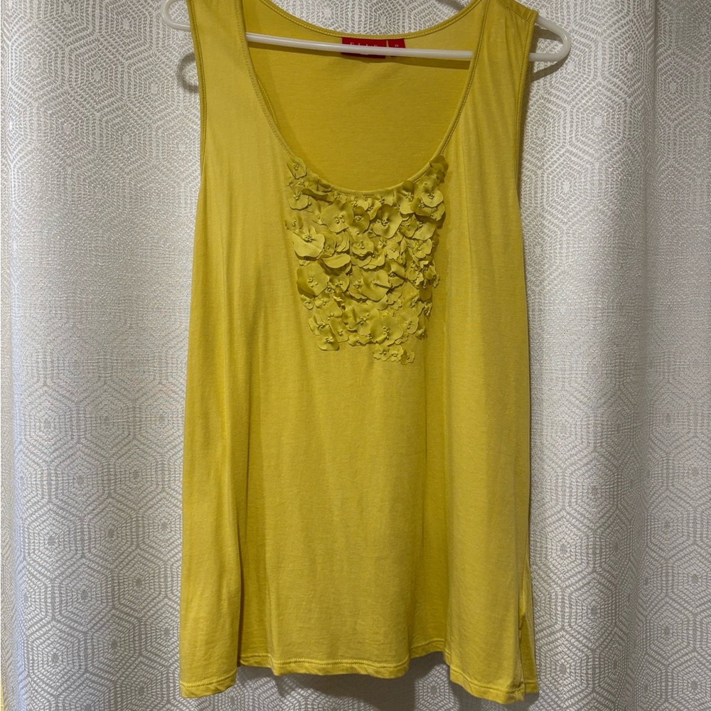 3/$13 ELLE | Yellow Tank Top with Floral Accents
